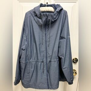Columbia Women’s Heathered Slate Blue Hooded Rain Jacket -“Lillian Ridge II”